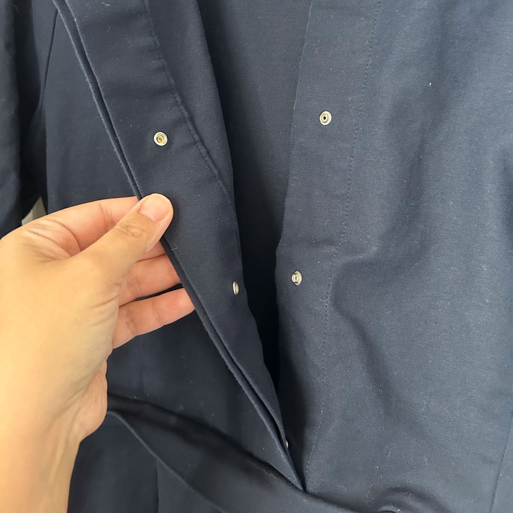 Gap Navy Blue Button Front Pleated MIDI Dress Size 8 - Picture 3 of 7